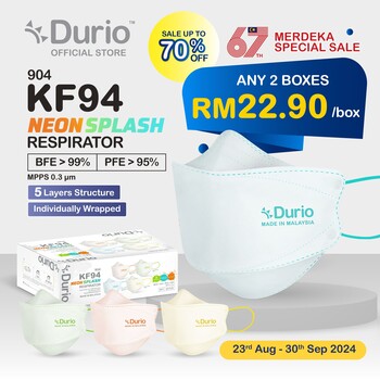 Durio 904 KF94 5Ply Neon Splash Respirator - (40pcs)